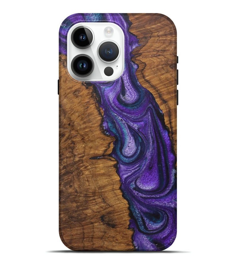 iPhone 15 Pro Max Wood Live Edge Phone Case - Willow (Purple, 726647)