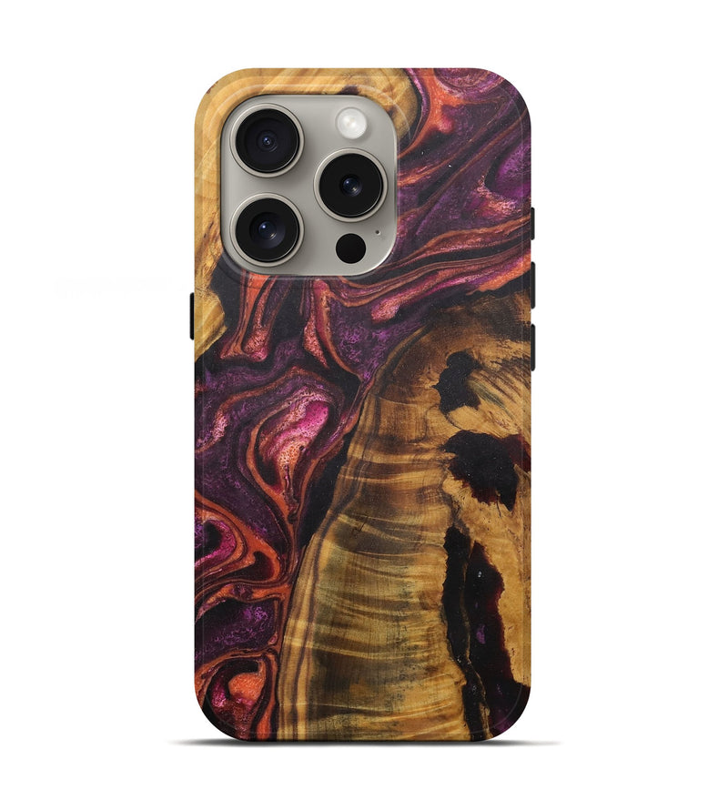 iPhone 16 Pro Wood Live Edge Phone Case - Annie (Purple, 726649)