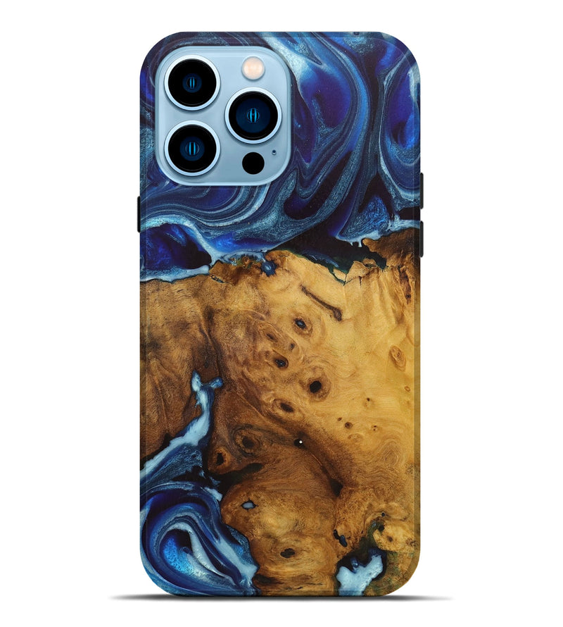 iPhone 14 Pro Max Wood Live Edge Phone Case - Felix (Blue, 726665)