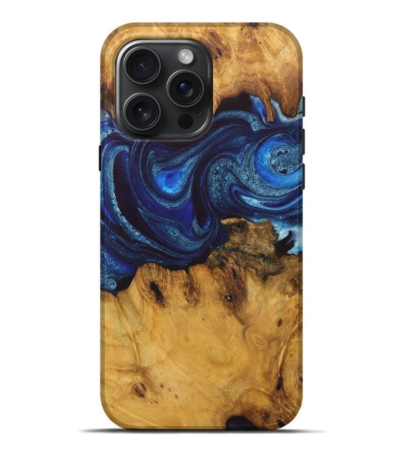 iPhone 16 Pro Max Wood Live Edge Phone Case - Meredith (Blue, 726666)