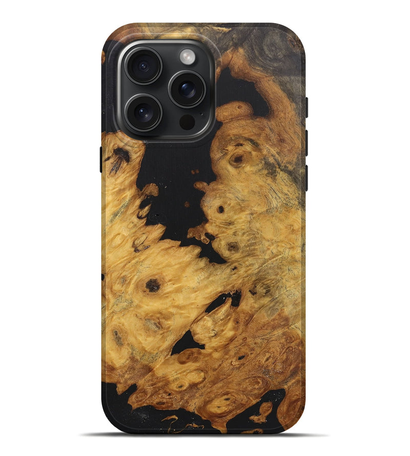 iPhone 16 Pro Max Wood Live Edge Phone Case - Shaun (Pure Black, 726667)