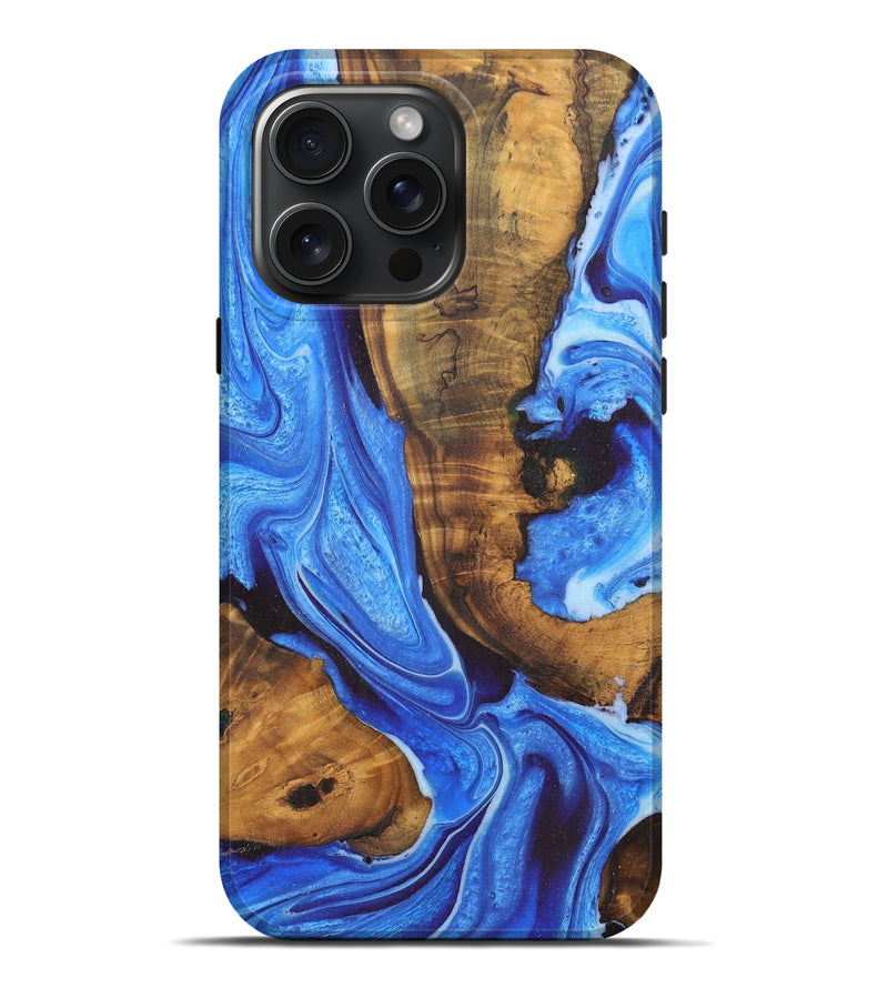 iPhone 16 Pro Max Wood Live Edge Phone Case - Xander (Blue, 726676)