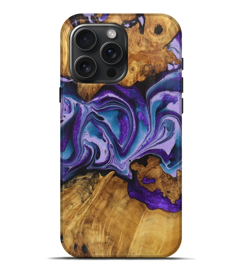 iPhone 16 Pro Max Wood Live Edge Phone Case - Johnny (Purple, 726682)