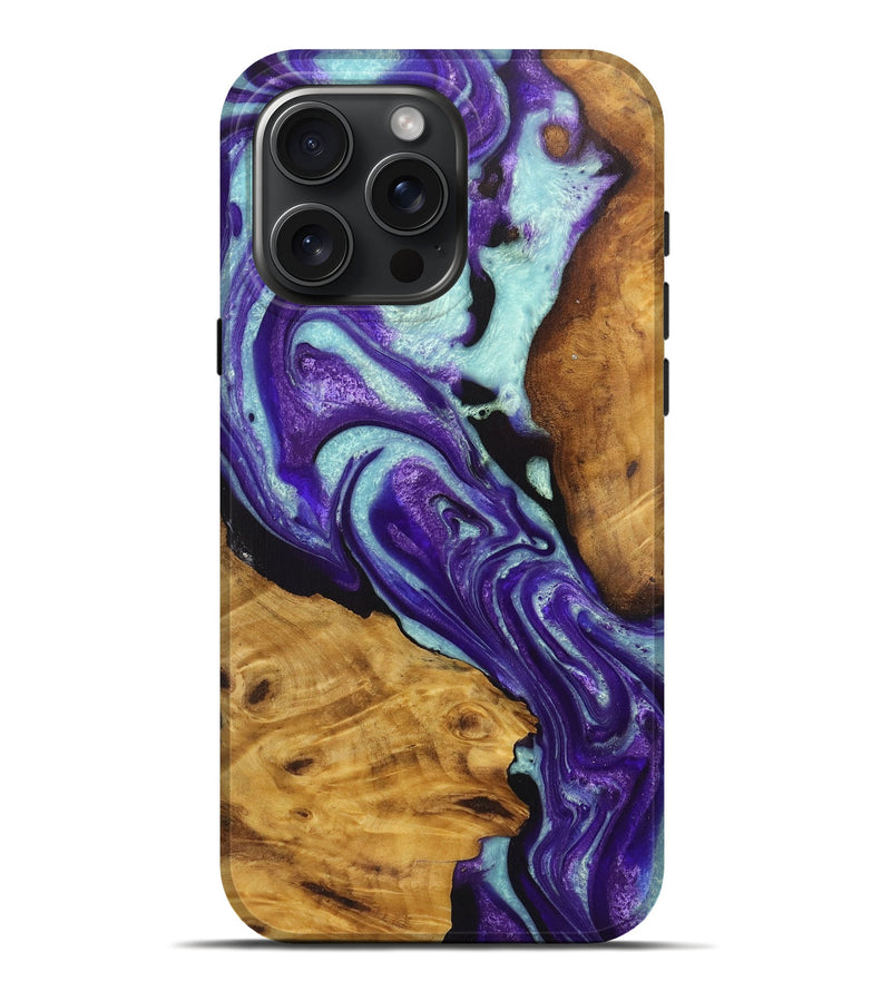 iPhone 16 Pro Max Wood Live Edge Phone Case - Katherine (Purple, 726683)