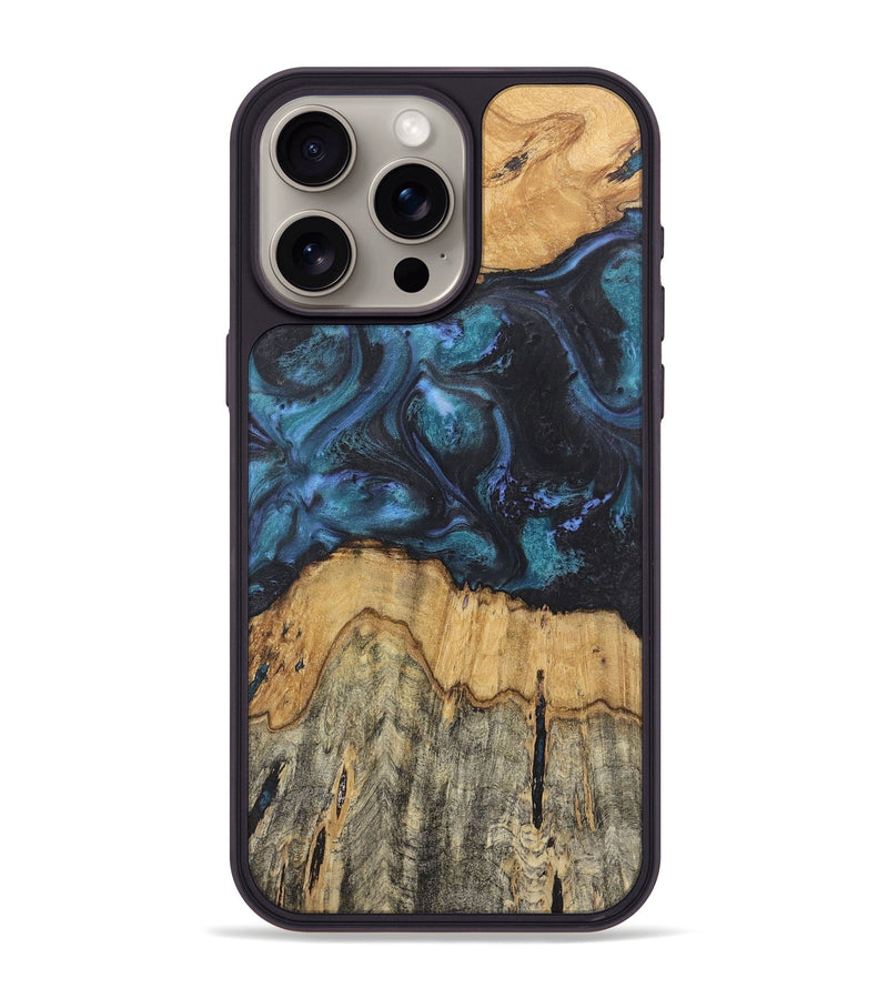 iPhone 15 Pro Max Wood Phone Case - Allisan (Blue, 727034)