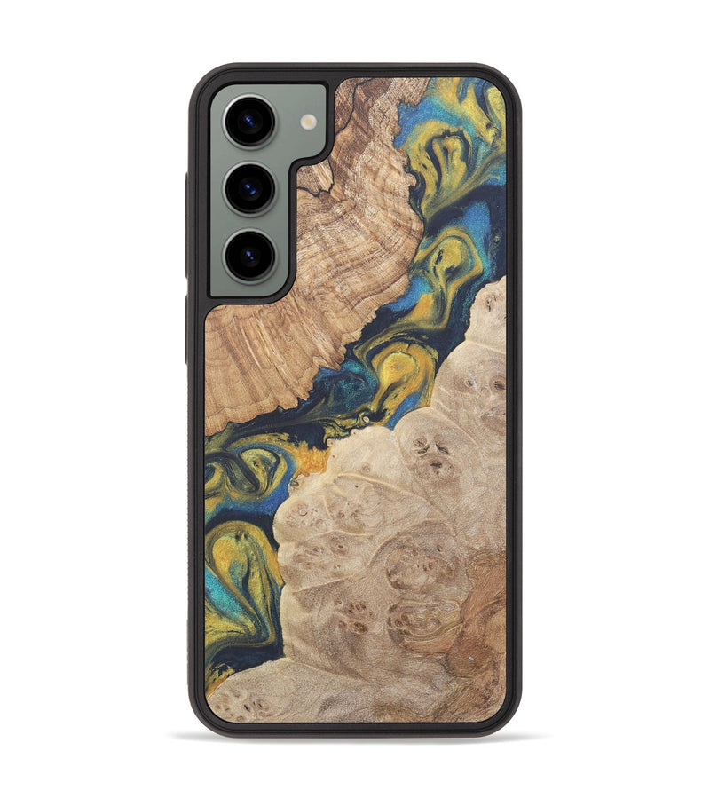Galaxy S23 Plus Wood Phone Case - Myrthille (Teal & Gold, 727148)
