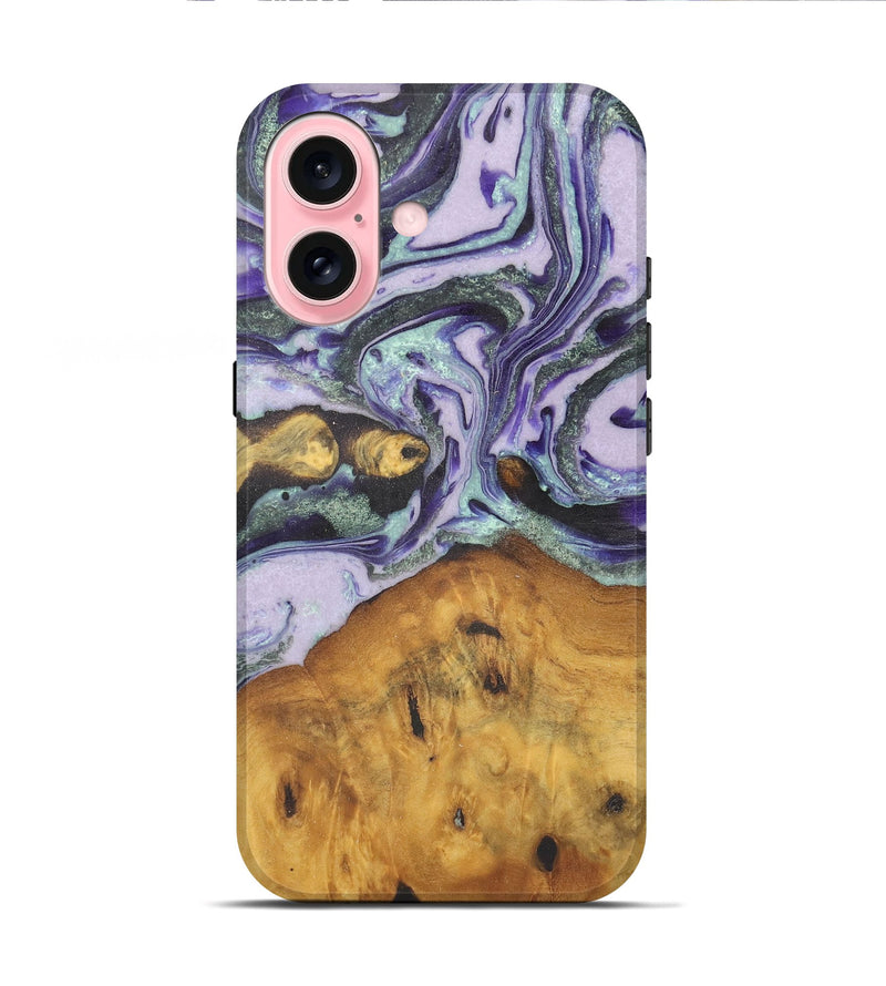 iPhone 16 Wood Live Edge Phone Case - Jabbar (Purple, 727222)