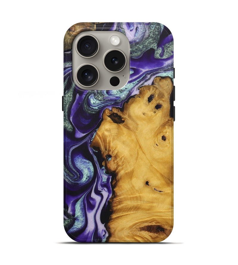 iPhone 16 Pro Wood Live Edge Phone Case - Iverson (Purple, 727223)
