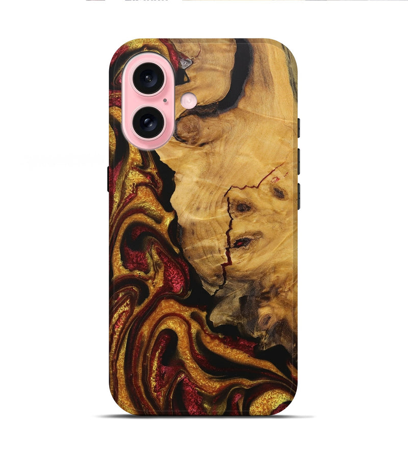 iPhone 16 Wood Live Edge Phone Case - Narrima (Red, 727230)