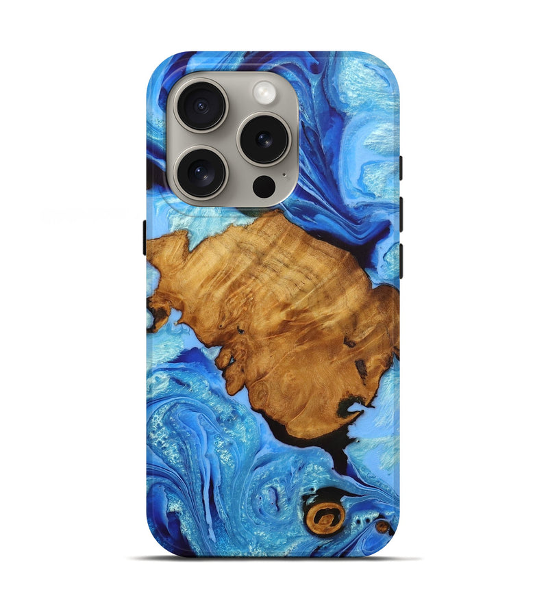 iPhone 16 Pro Wood Live Edge Phone Case - Nonna (Blue, 727232)