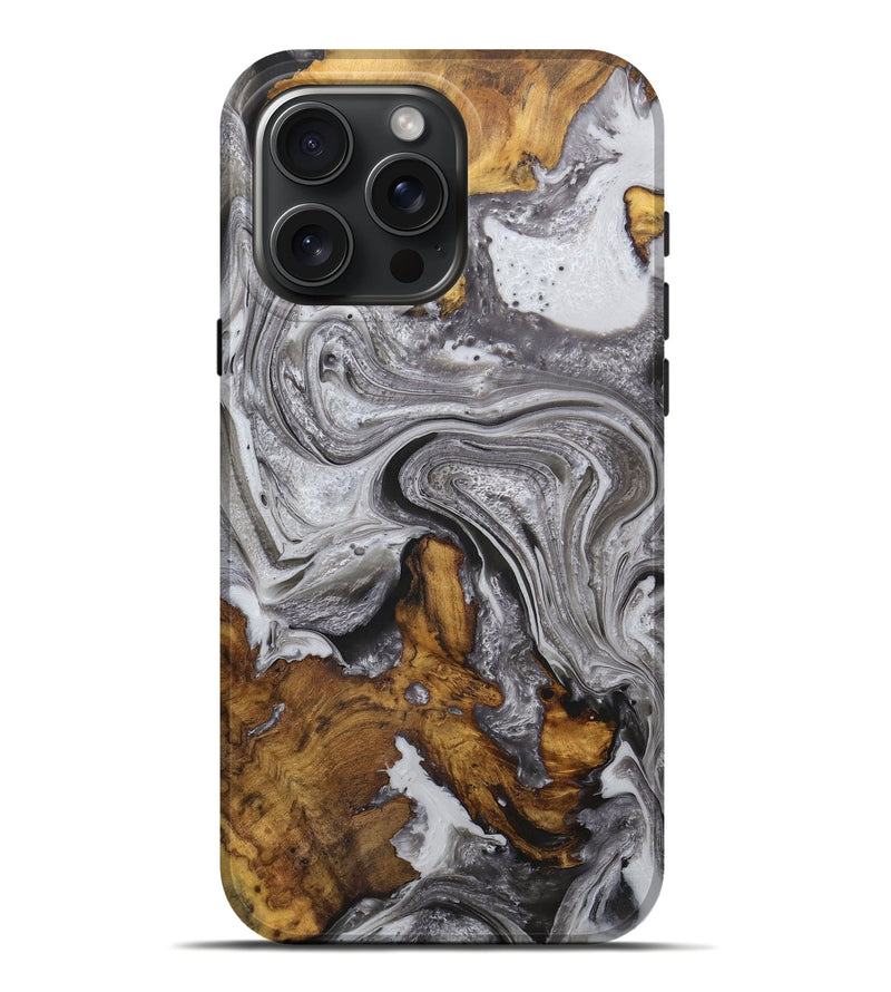 iPhone 16 Pro Max Wood Live Edge Phone Case - Davante (Black & White, 727239)