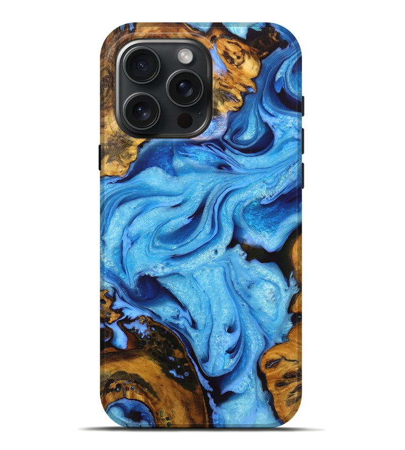 iPhone 16 Pro Max Wood Live Edge Phone Case - Nakina (Blue, 727243)