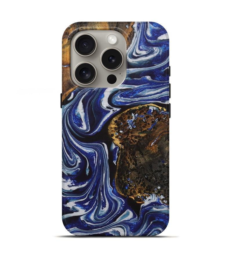 iPhone 16 Pro Wood Live Edge Phone Case - Toshi (Blue, 727251)