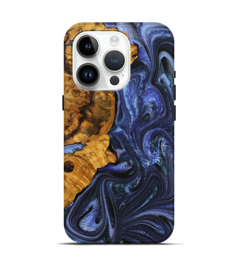 iPhone 15 Pro Wood Live Edge Phone Case - Casper (Blue, 727252)