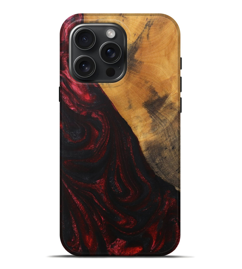 iPhone 16 Pro Max Wood Live Edge Phone Case - Carina (Red, 727255)