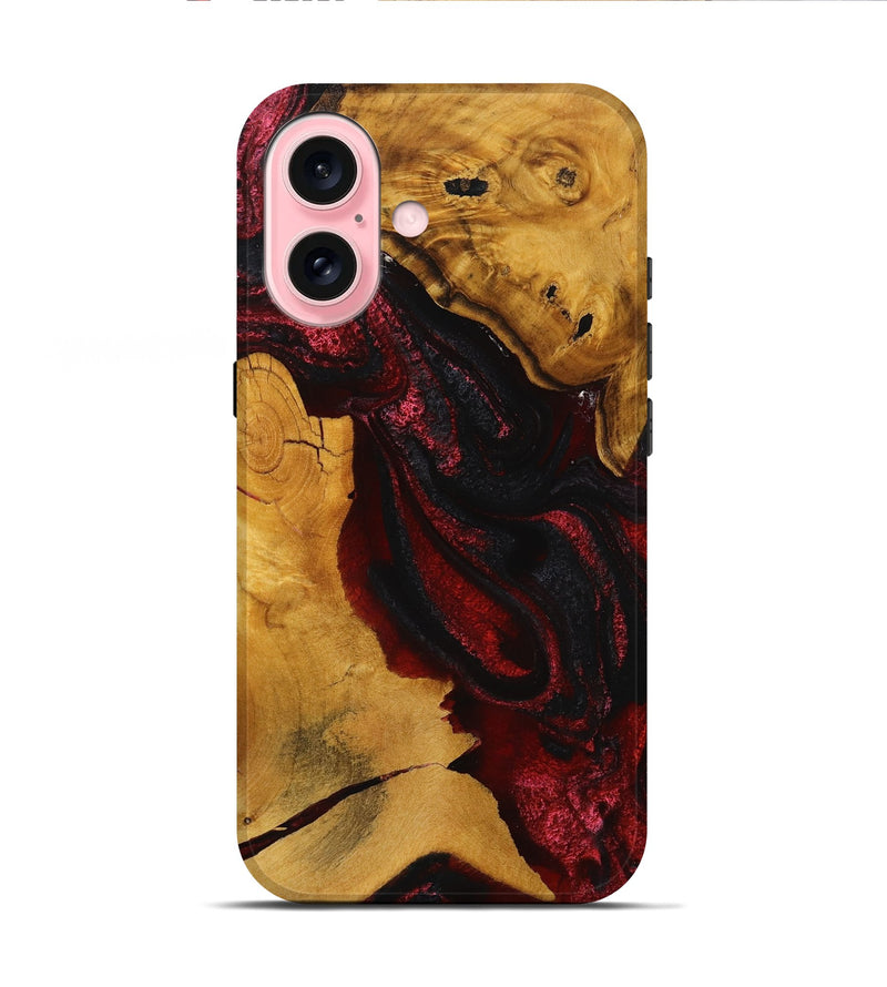 iPhone 16 Wood Live Edge Phone Case - Ryan (Red, 727256)