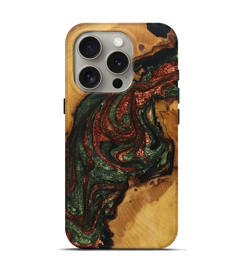 iPhone 16 Pro Wood Live Edge Phone Case - Syed (Green, 727266)