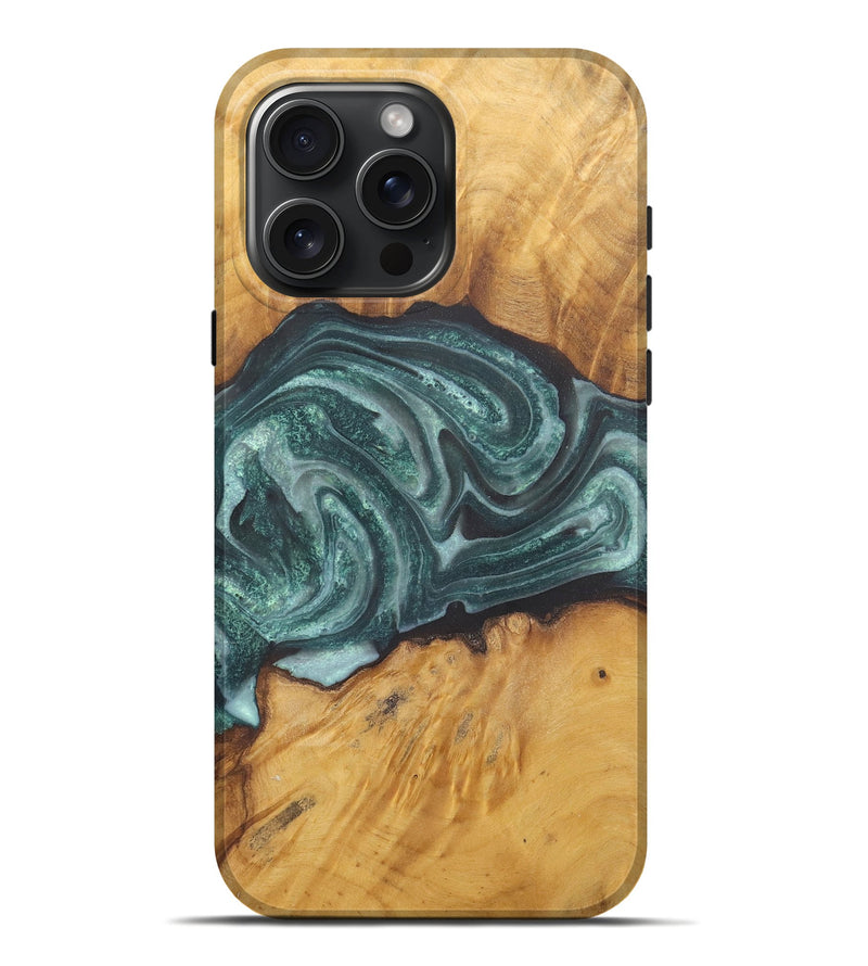 iPhone 16 Pro Max Wood Live Edge Phone Case - Ida (Green, 727350)
