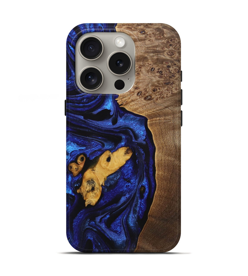iPhone 16 Pro Wood Live Edge Phone Case - Daisey (Blue, 727692)