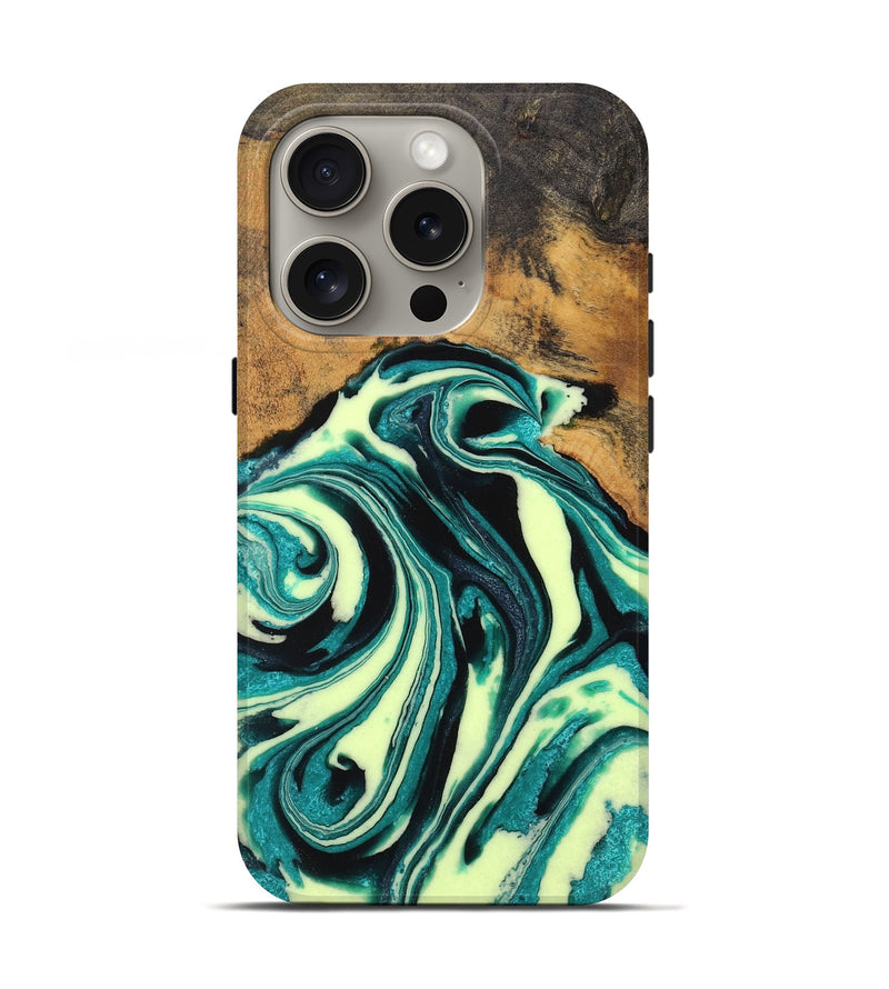 iPhone 16 Pro Wood Live Edge Phone Case - Zelda (Green, 727693)