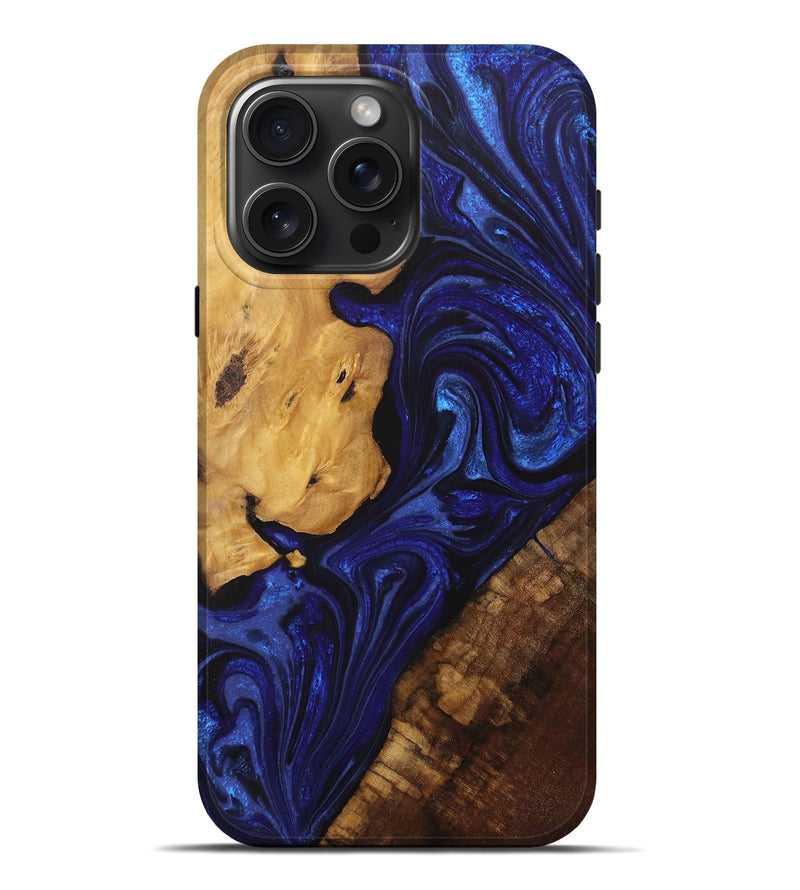 iPhone 16 Pro Max Wood Live Edge Phone Case - Toyanne (Blue, 727697)