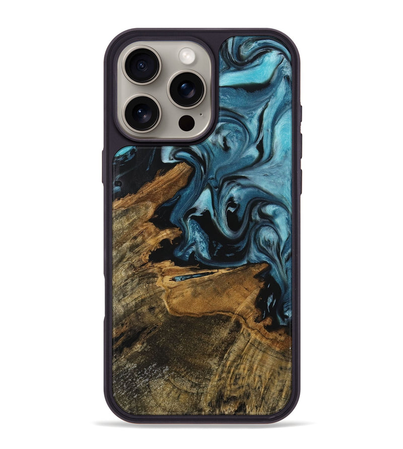 iPhone 16 Pro Max Wood Phone Case - Leamon (Blue, 727954)