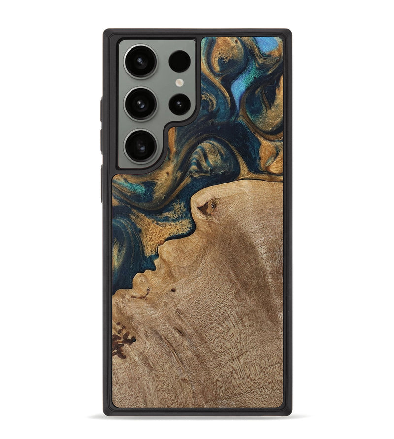 Galaxy S23 Ultra Wood Phone Case - Florette (Teal & Gold, 727965)