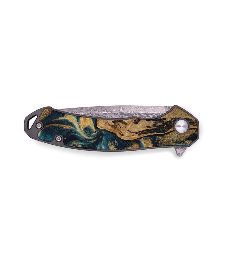 EDC Wood Pocket Knife - Creed (Teal & Gold, 727968)