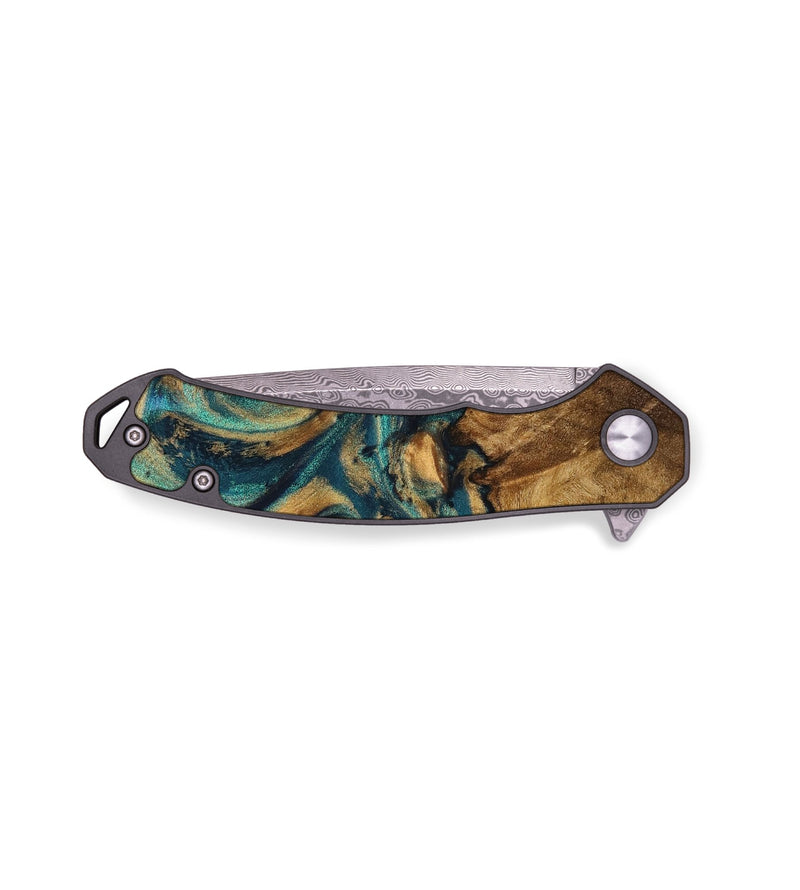 EDC Wood Pocket Knife - Ashok (Teal & Gold, 727969)