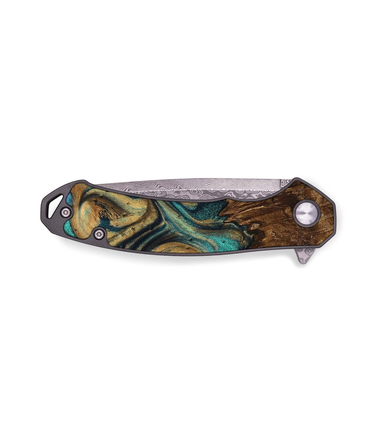 EDC Wood Pocket Knife - Ahmad (Teal & Gold, 727970)