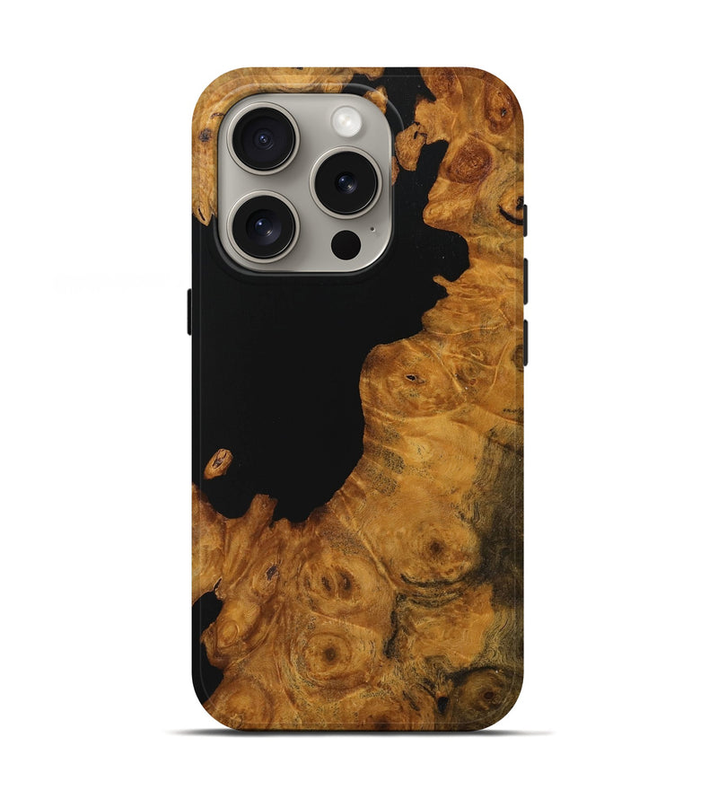 iPhone 16 Pro Wood Live Edge Phone Case - Dru (Pure Black, 728133)
