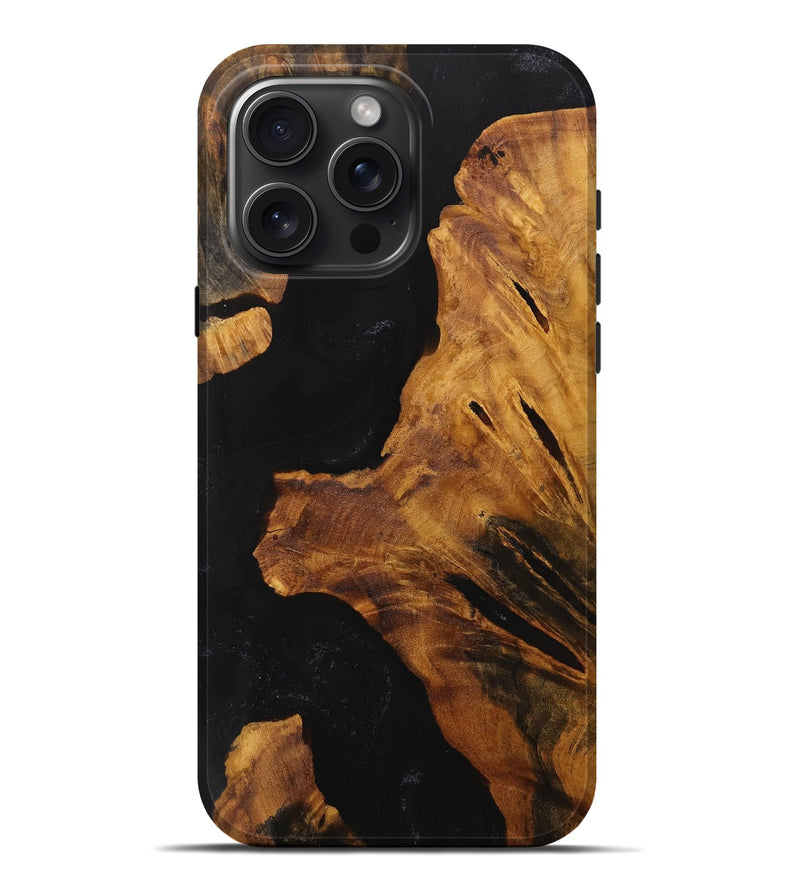 iPhone 16 Pro Max Wood Live Edge Phone Case - Stevena (Pure Black, 728134)