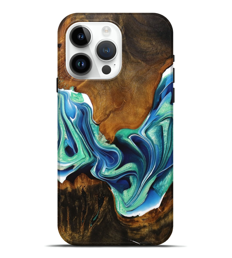iPhone 15 Pro Max Wood Live Edge Phone Case - Luelle (Blue, 728139)