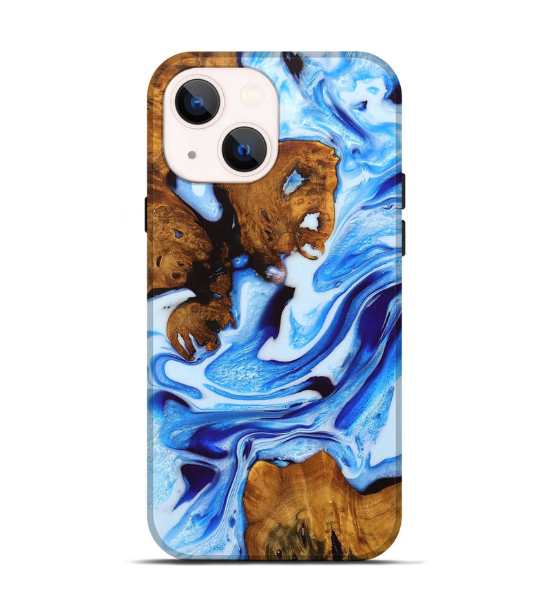 iPhone 14 Wood Live Edge Phone Case - Dessie (Blue, 728141)