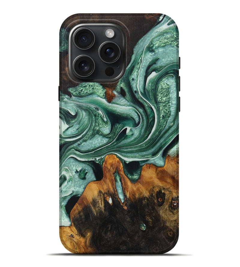 iPhone 16 Pro Max Wood Live Edge Phone Case - Jai (Green, 728151)