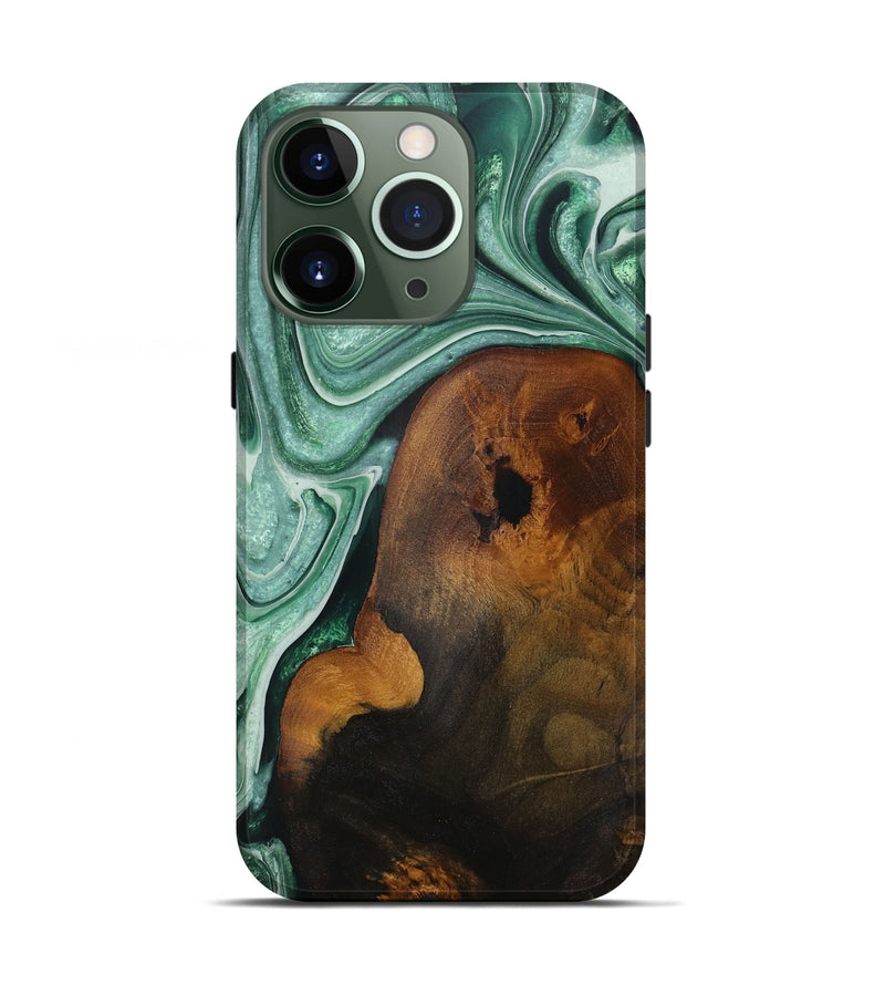 iPhone 13 Pro Wood Live Edge Phone Case - Veronika (Green, 728155)