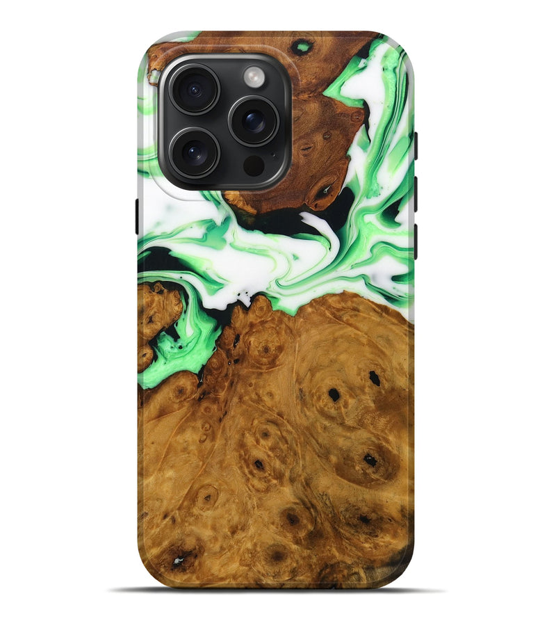 iPhone 16 Pro Max Wood Live Edge Phone Case - Shakoor (Green, 728163)