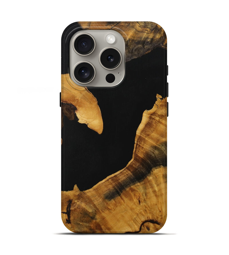 iPhone 16 Pro Wood Live Edge Phone Case - Torrie (Pure Black, 728167)