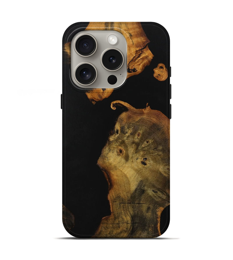 iPhone 16 Pro Wood Live Edge Phone Case - Mati (Pure Black, 728173)