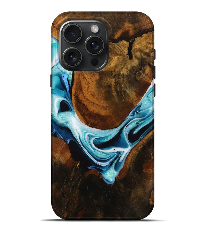 iPhone 16 Pro Max Wood Live Edge Phone Case - Kandi (Blue, 728175)
