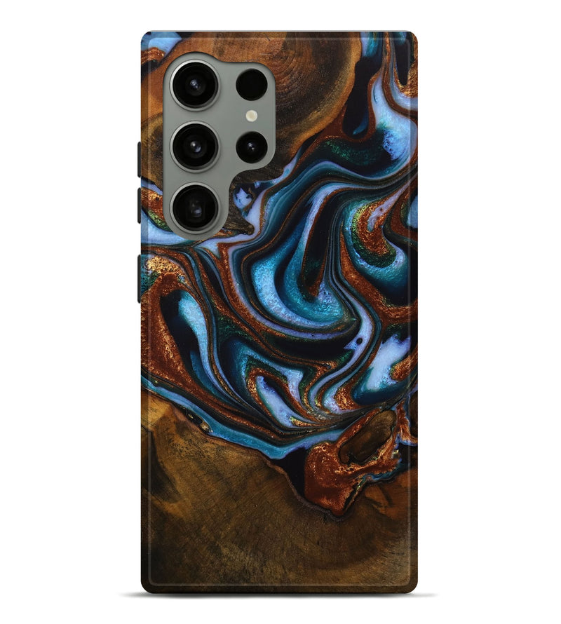 Galaxy S24 Ultra Wood Live Edge Phone Case - Davis (Teal & Gold, 728177)