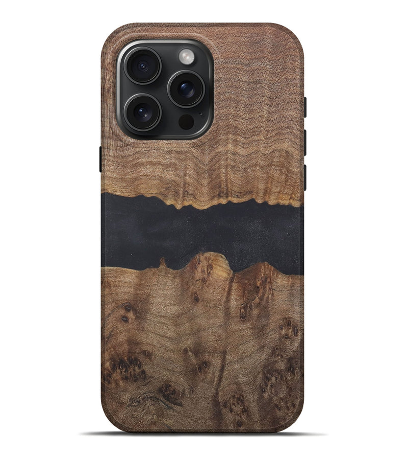 iPhone 16 Pro Max Wood Live Edge Phone Case - Kirsti (Pure Black, 728259)