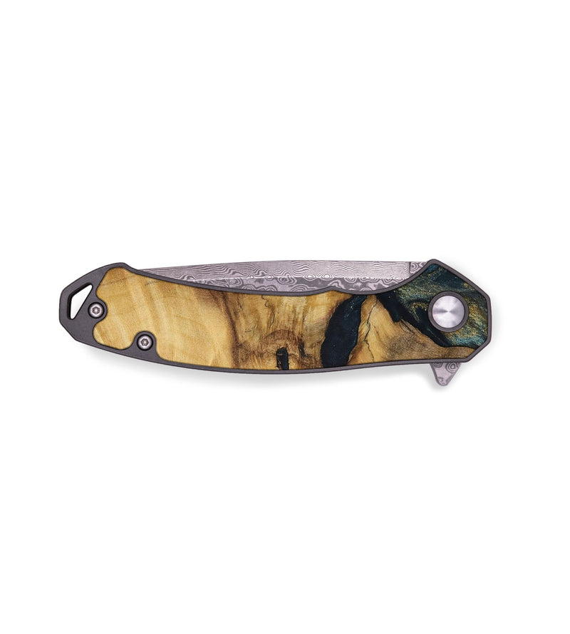 EDC Wood Pocket Knife - Cara (Teal & Gold, 728348)