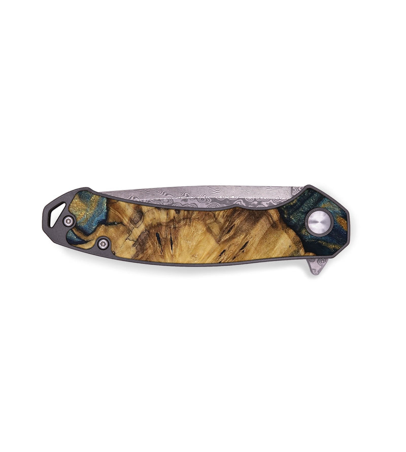 EDC Wood Pocket Knife - Rebeka (Teal & Gold, 728412)