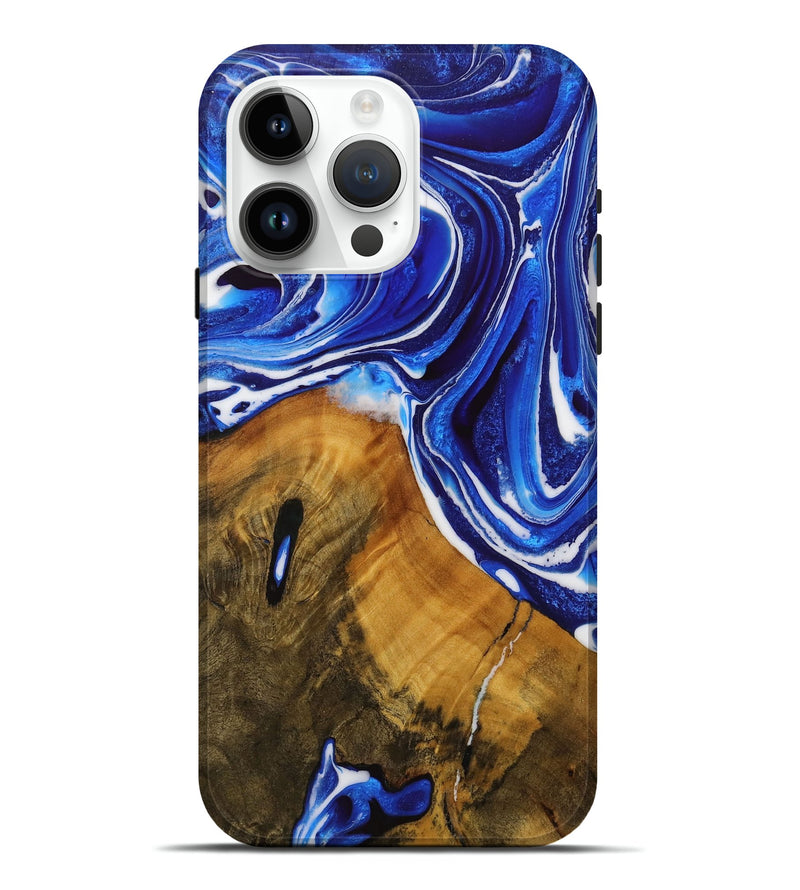 iPhone 15 Pro Max Wood Live Edge Phone Case - Ariela (Blue, 728523)