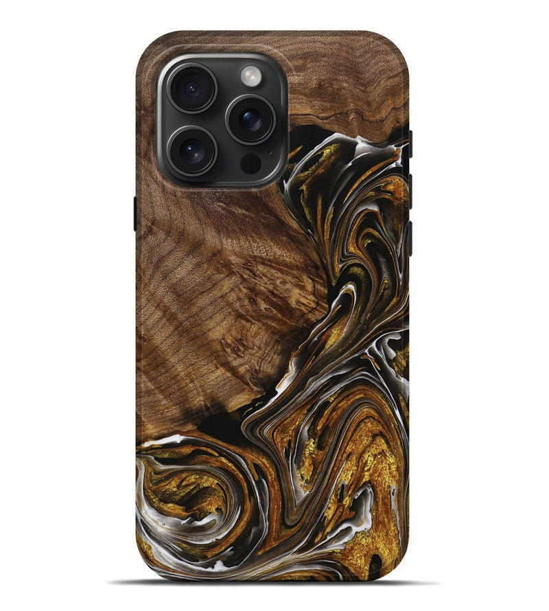 iPhone 16 Pro Max Wood Live Edge Phone Case - Carolynn (Black & White, 728529)