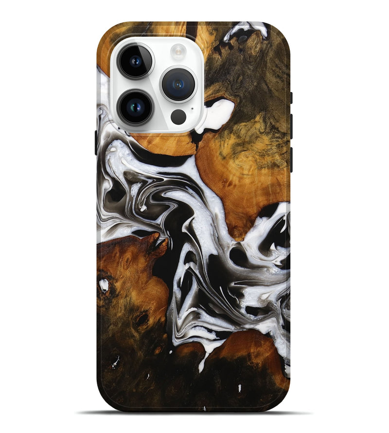 iPhone 15 Pro Max Wood Live Edge Phone Case - Joachim (Black & White, 728531)