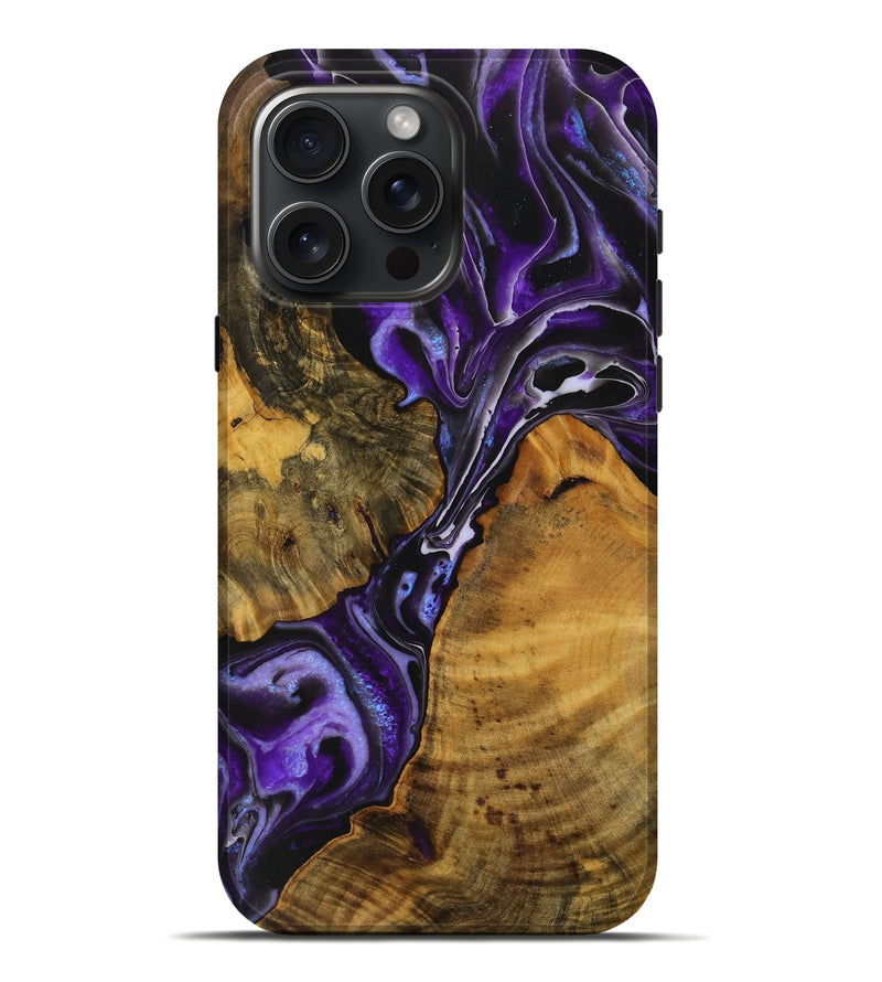 iPhone 16 Pro Max Wood Live Edge Phone Case - Shalna (Purple, 728537)