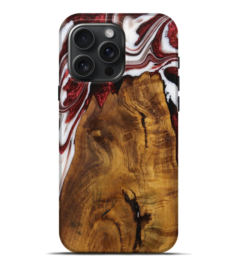 iPhone 16 Pro Max Wood Live Edge Phone Case - Kolby (Red, 728543)
