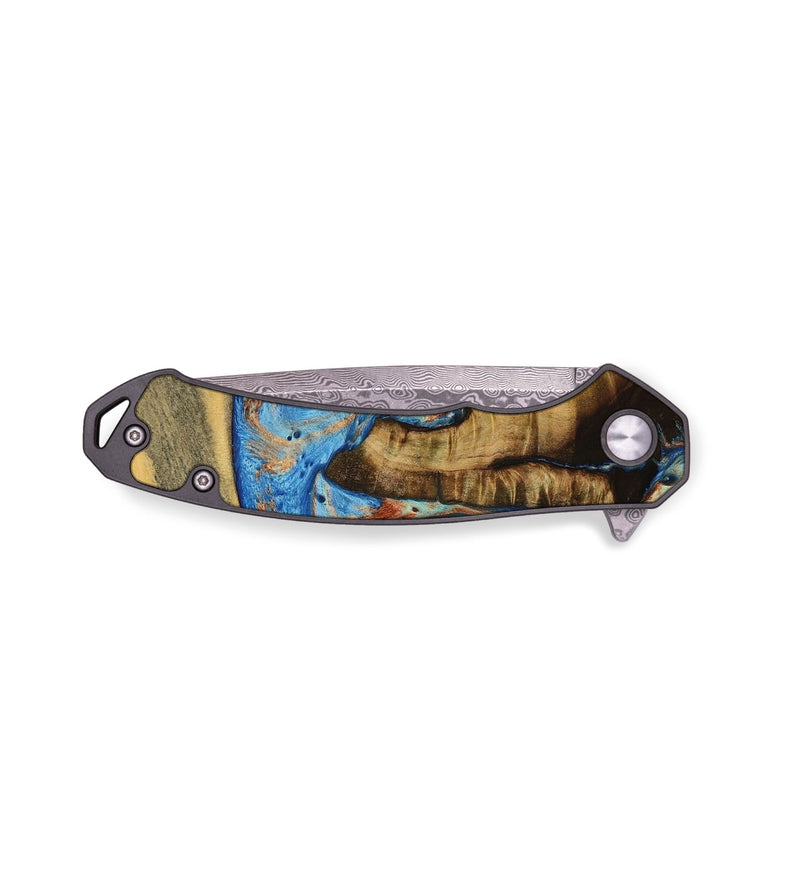 EDC Wood Pocket Knife - Troy (Teal & Gold, 728565)